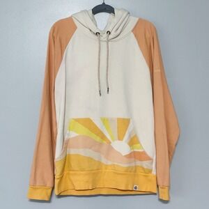 Happy Earth Sunburst Hoodie Organic Cotton Fleece Lined Size Medium